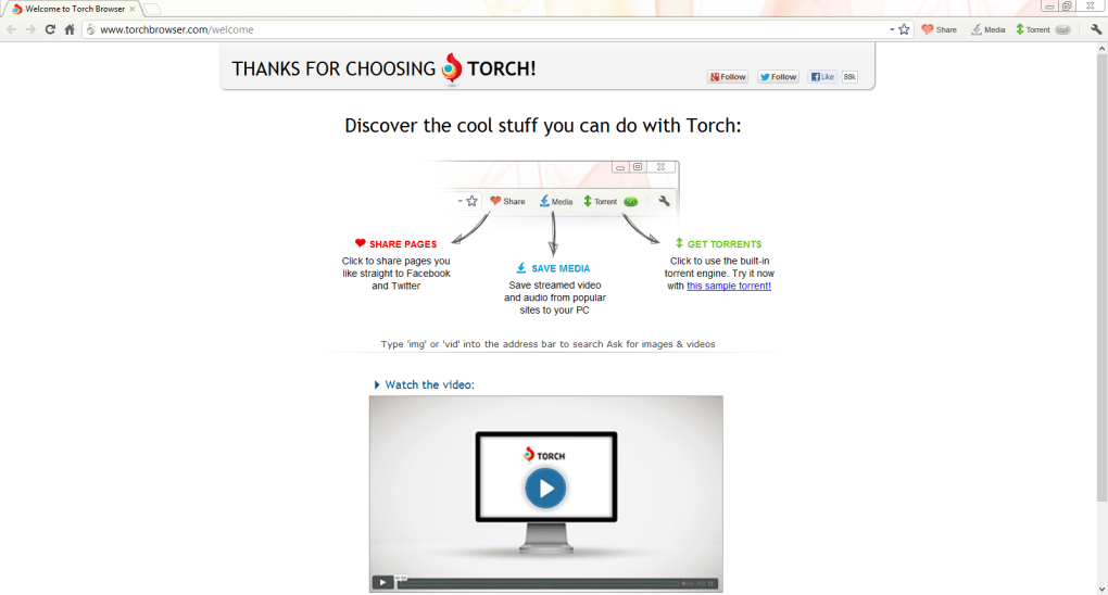 Torch Browser 69.2.0.1707 feature