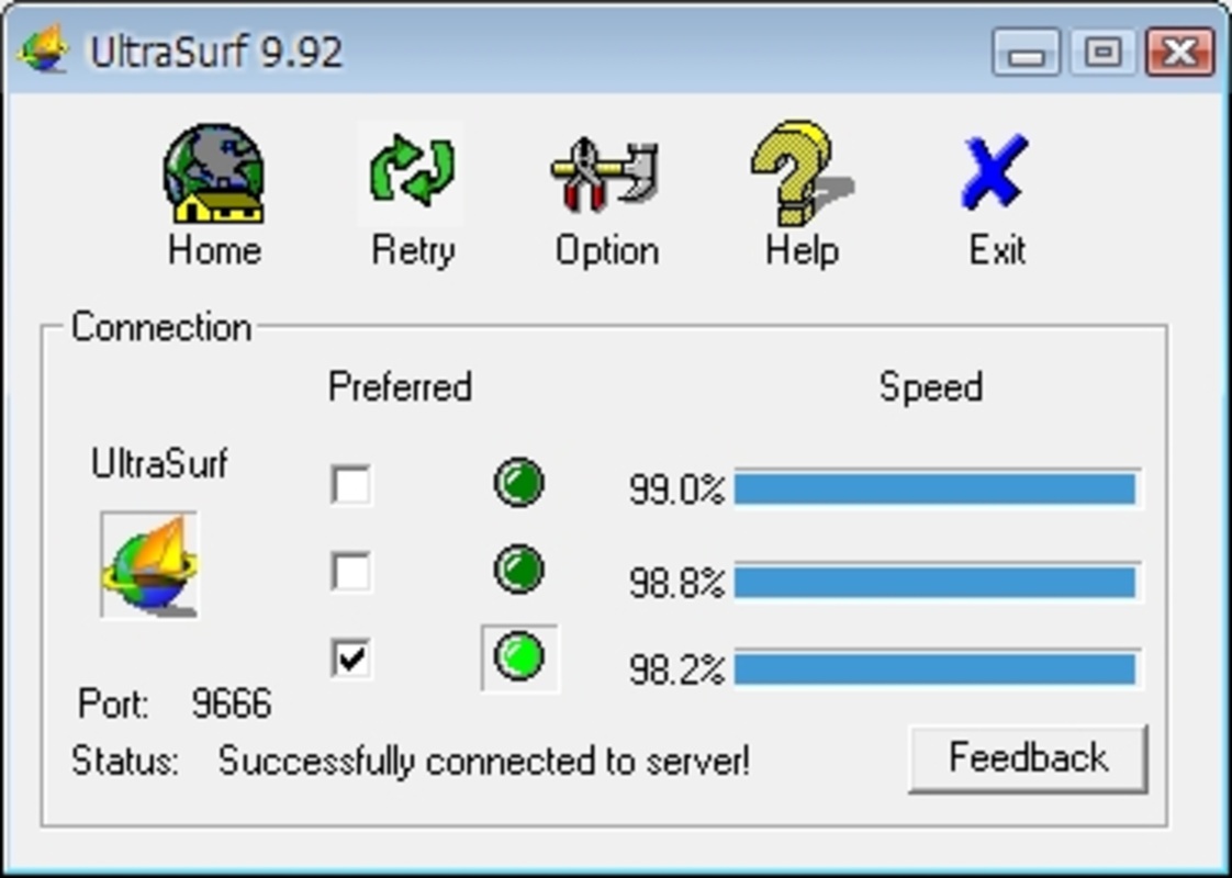 UltraSurf 21.32 feature
