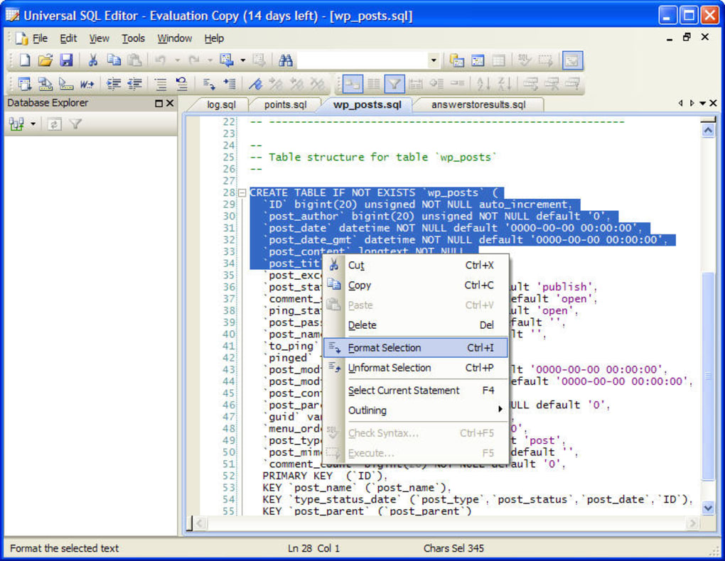 Universal SQL Editor 1.9.2 for Windows Screenshot 1