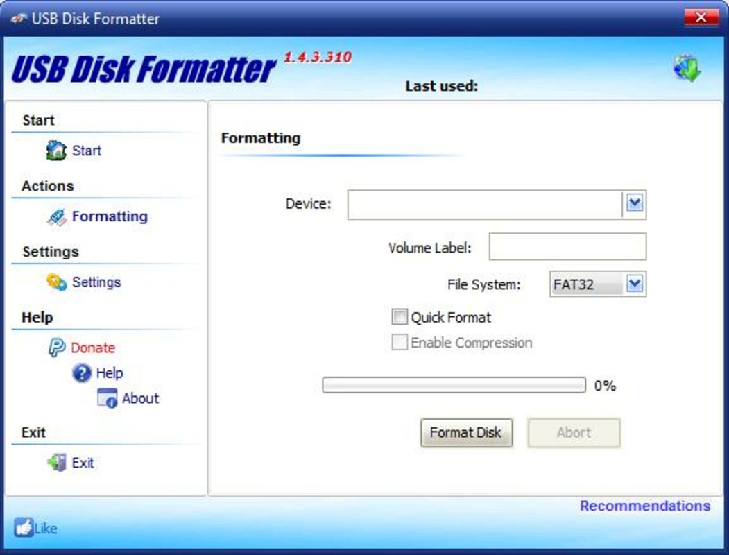 USB Disk Formatter 1.4.3.310 for Windows Screenshot 2