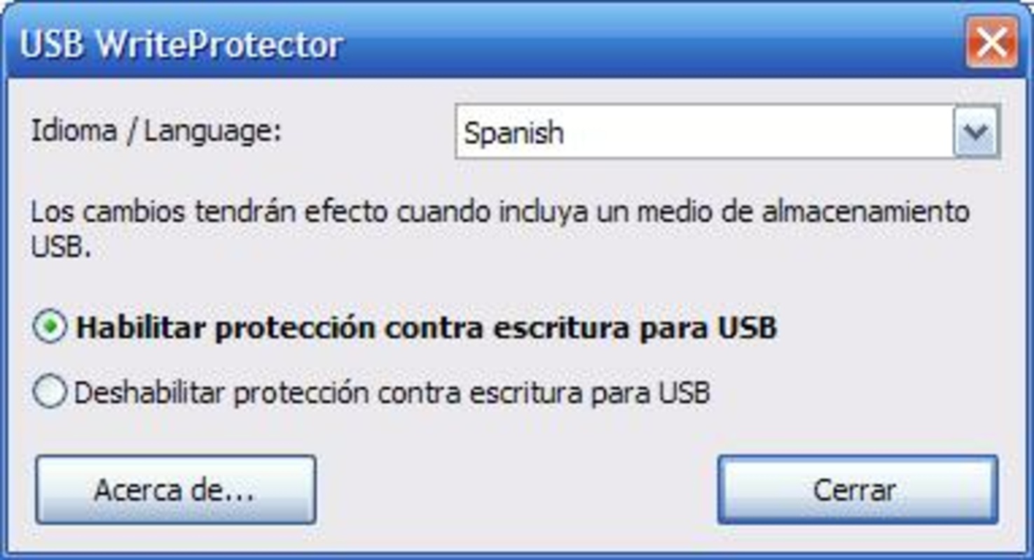 USB WriteProtector 1.2 for Windows Screenshot 1