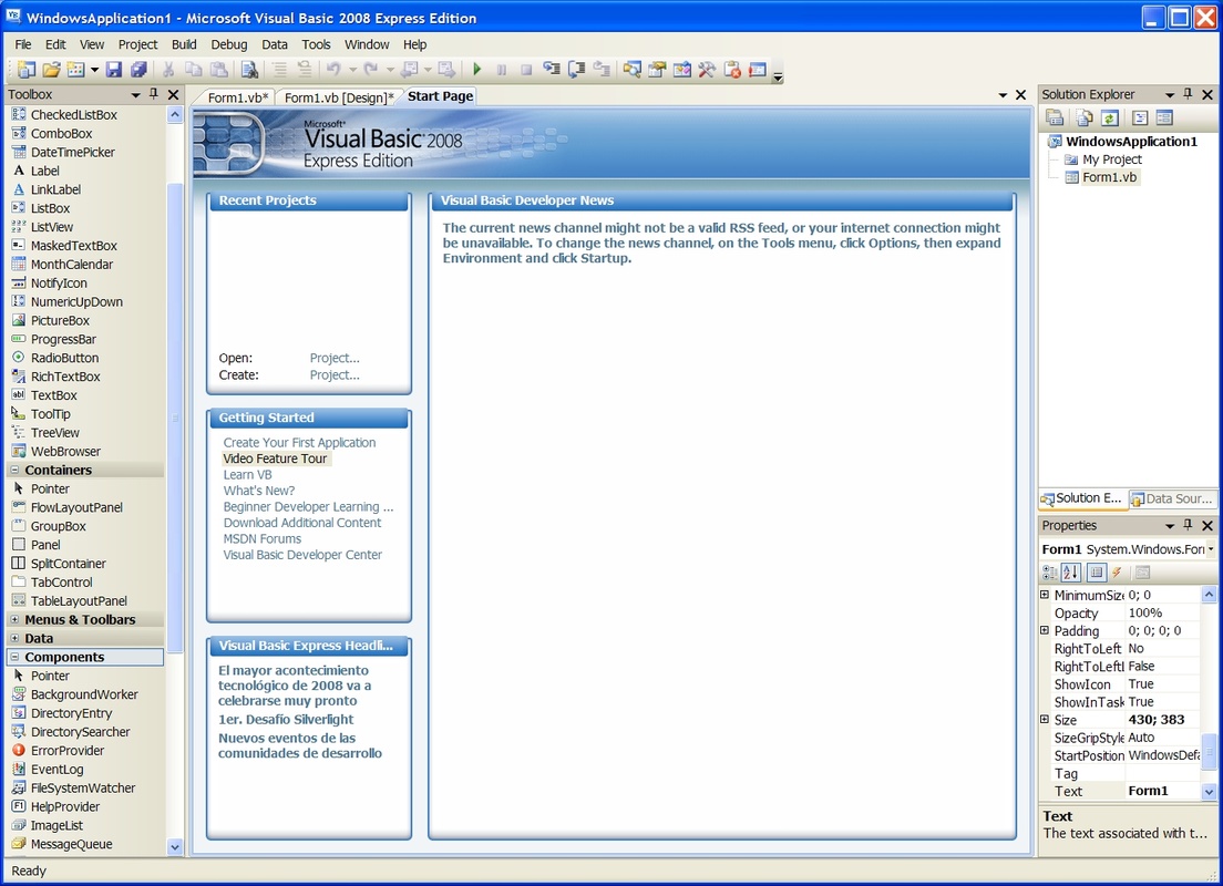 Visual Basic 2008 Express Edition 9.0 for Windows Screenshot 2