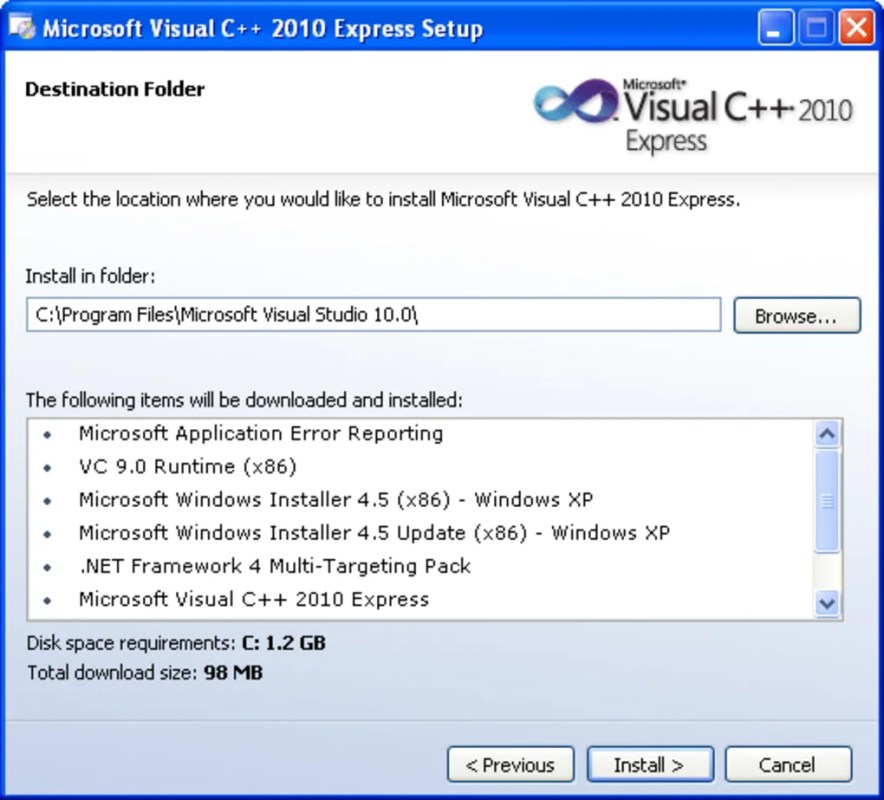 Visual C++ 2010 Express 10.0.30319.01 for Windows Screenshot 2