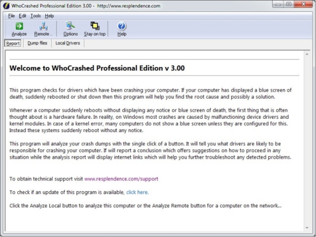 WhoCrashed 7.06 for Windows Screenshot 1