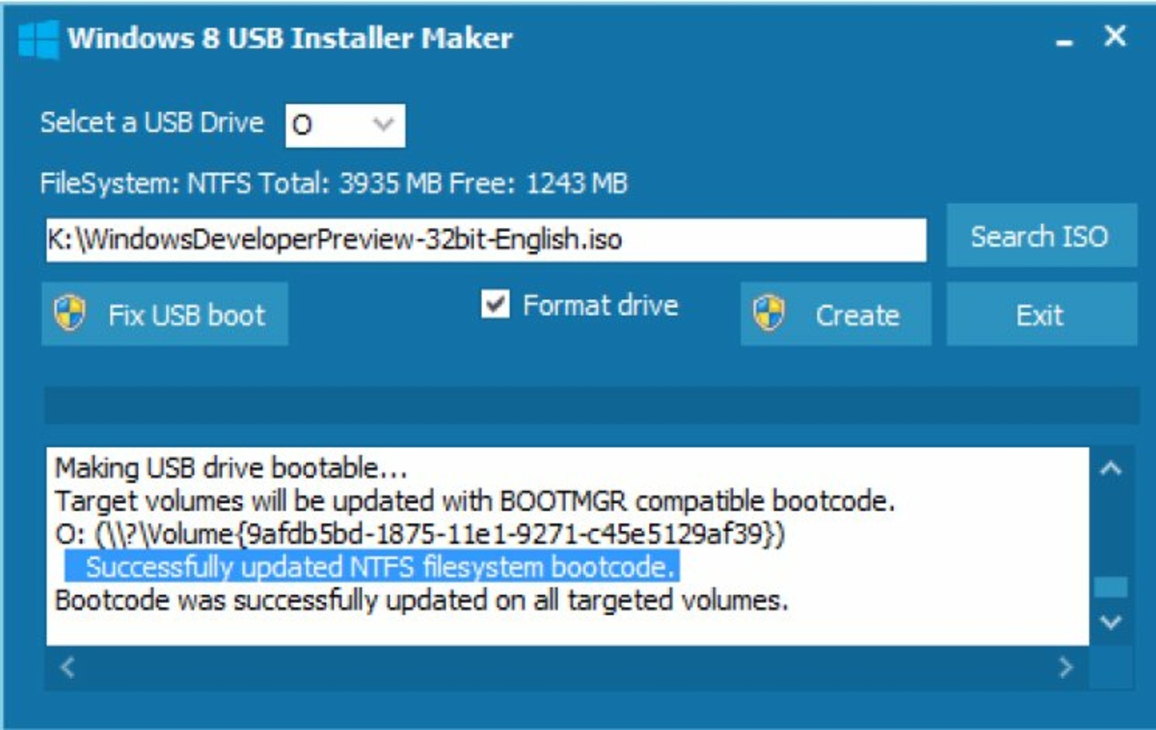 Windows 8 USB Installer Maker 1.0 feature