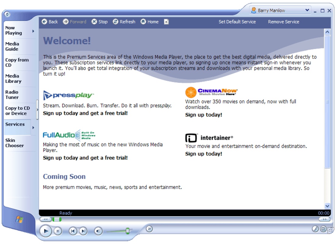 Windows Media Player 9 Series 9.0 for Windows Screenshot 1