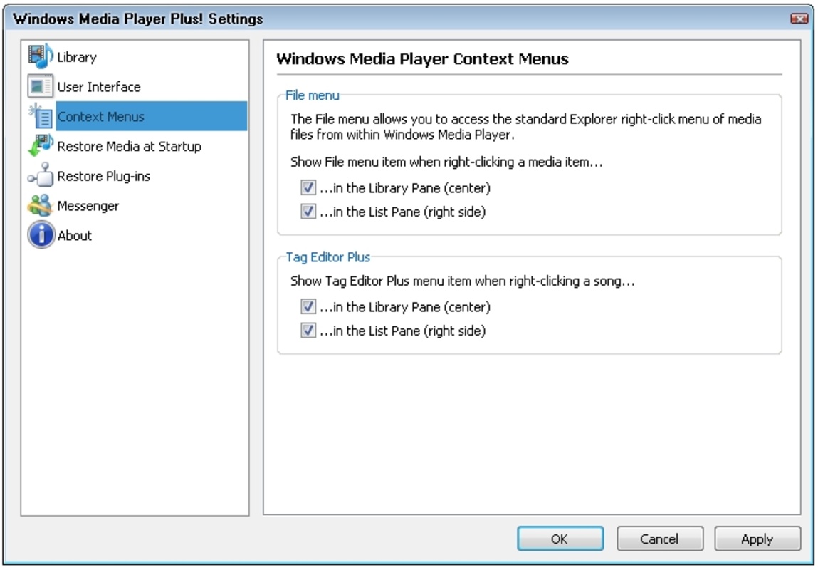 Windows Media Player Plus! 1.0 feature