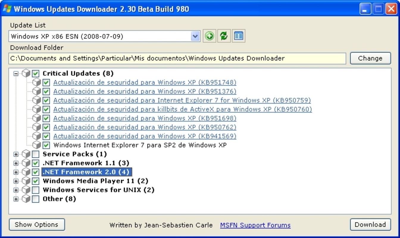 Windows Update Downloader 2.40 for Windows Screenshot 1