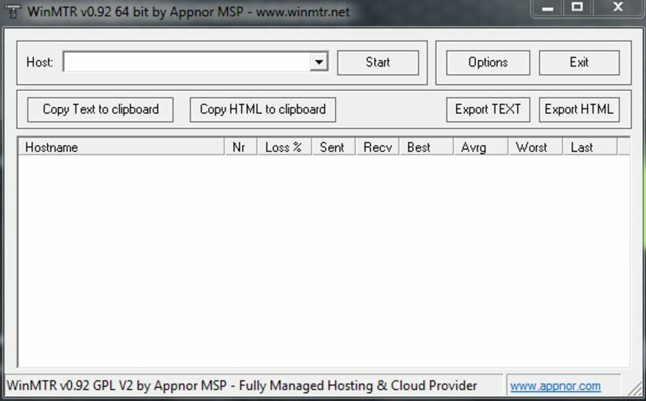 WinMTR 0.92 for Windows Screenshot 2