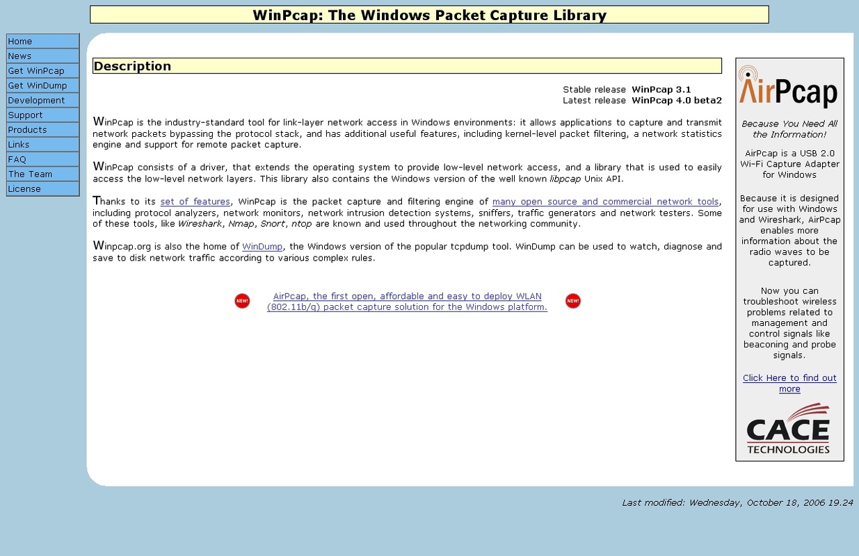 WinPcap 4.1.3 for Windows Screenshot 1