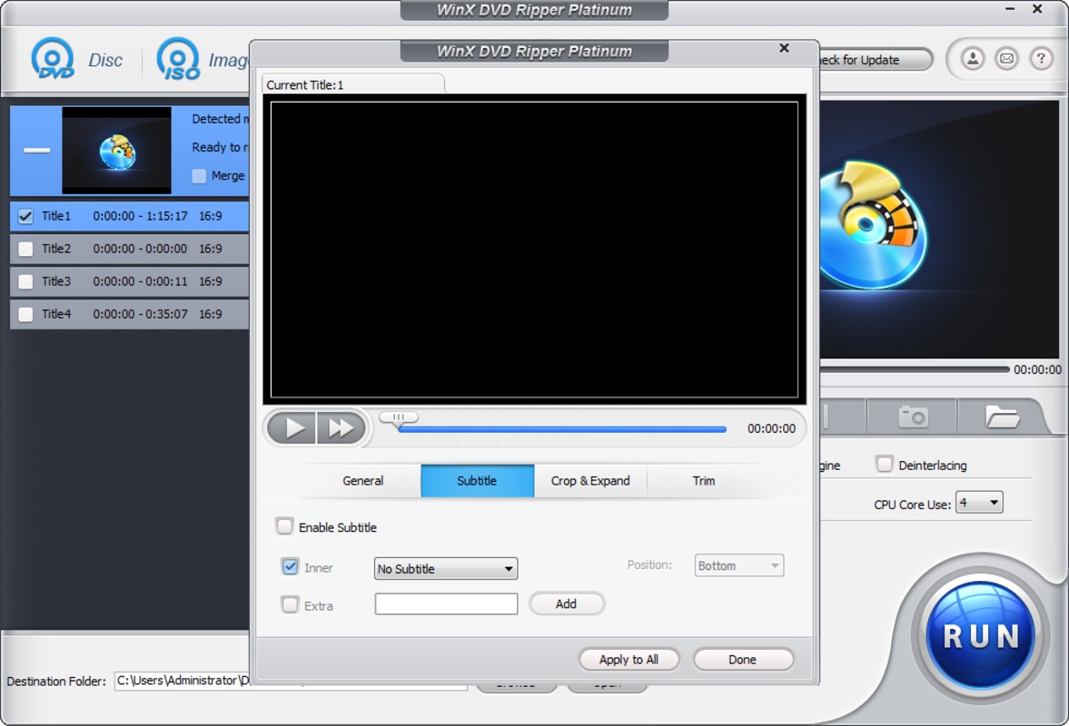 WinX DVD Ripper Platinum 8.21.0 for Windows Screenshot 1
