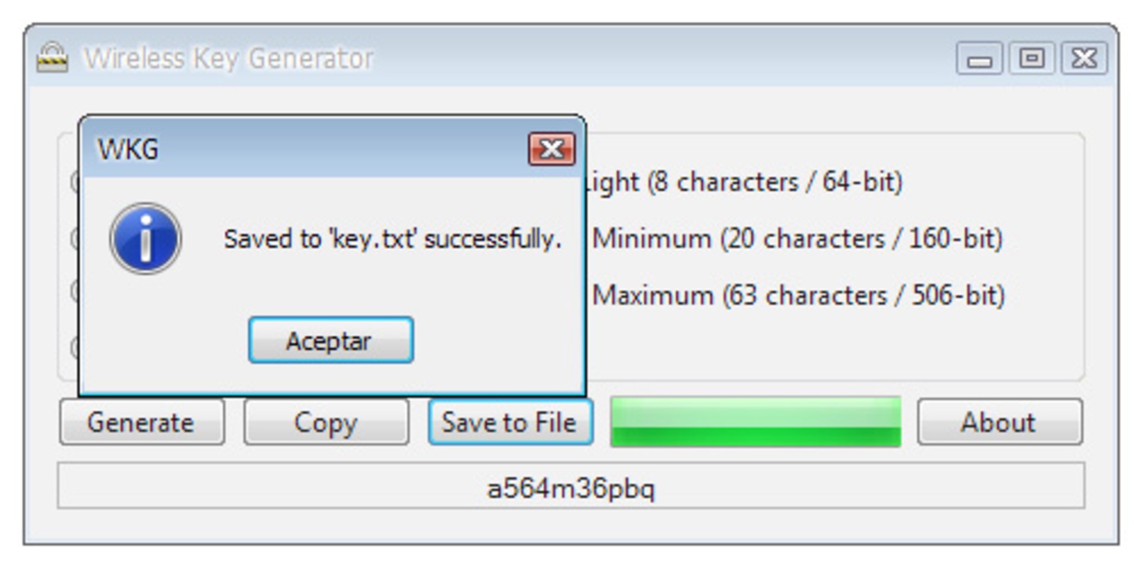 Wireless Key Generator 2.0 for Windows Screenshot 1