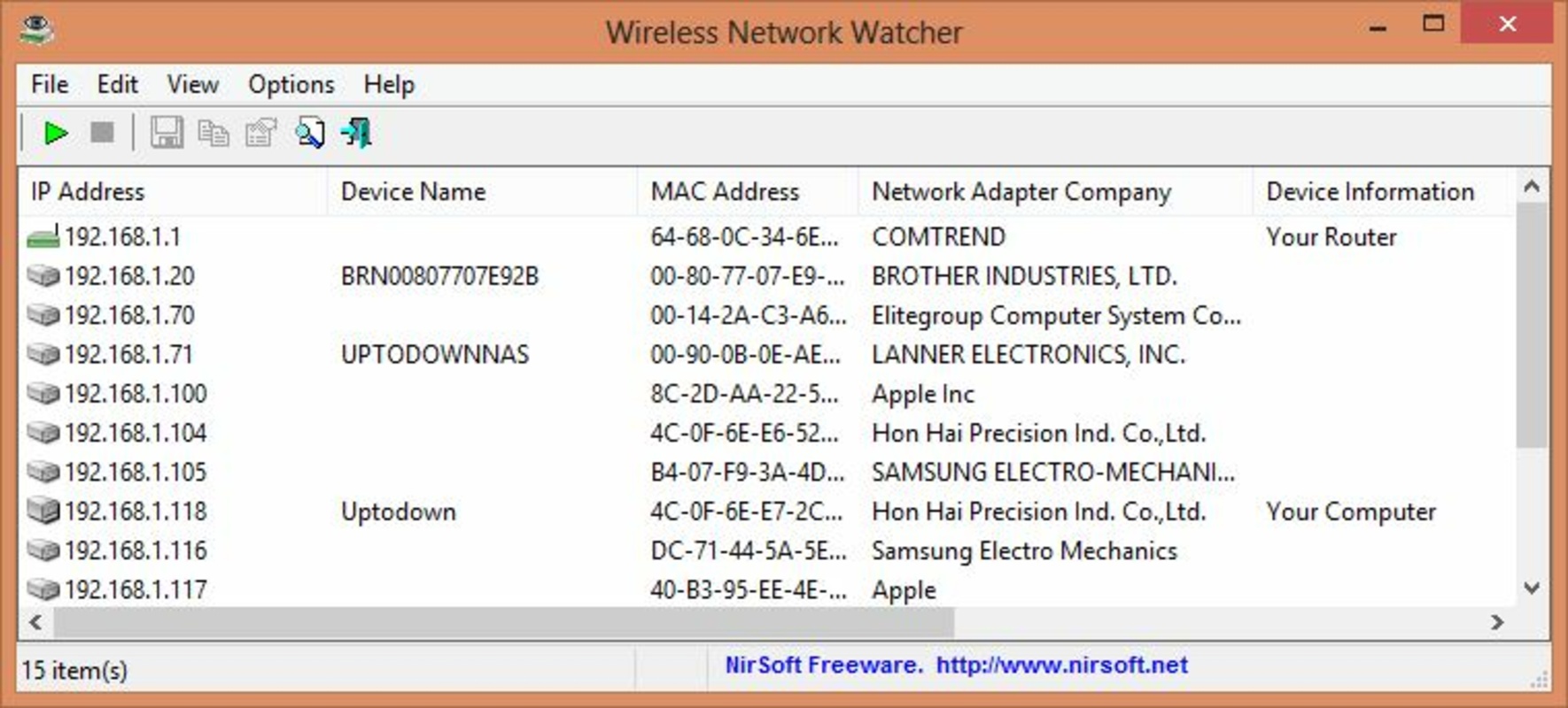Wireless Network Watcher 2.31 for Windows Screenshot 1