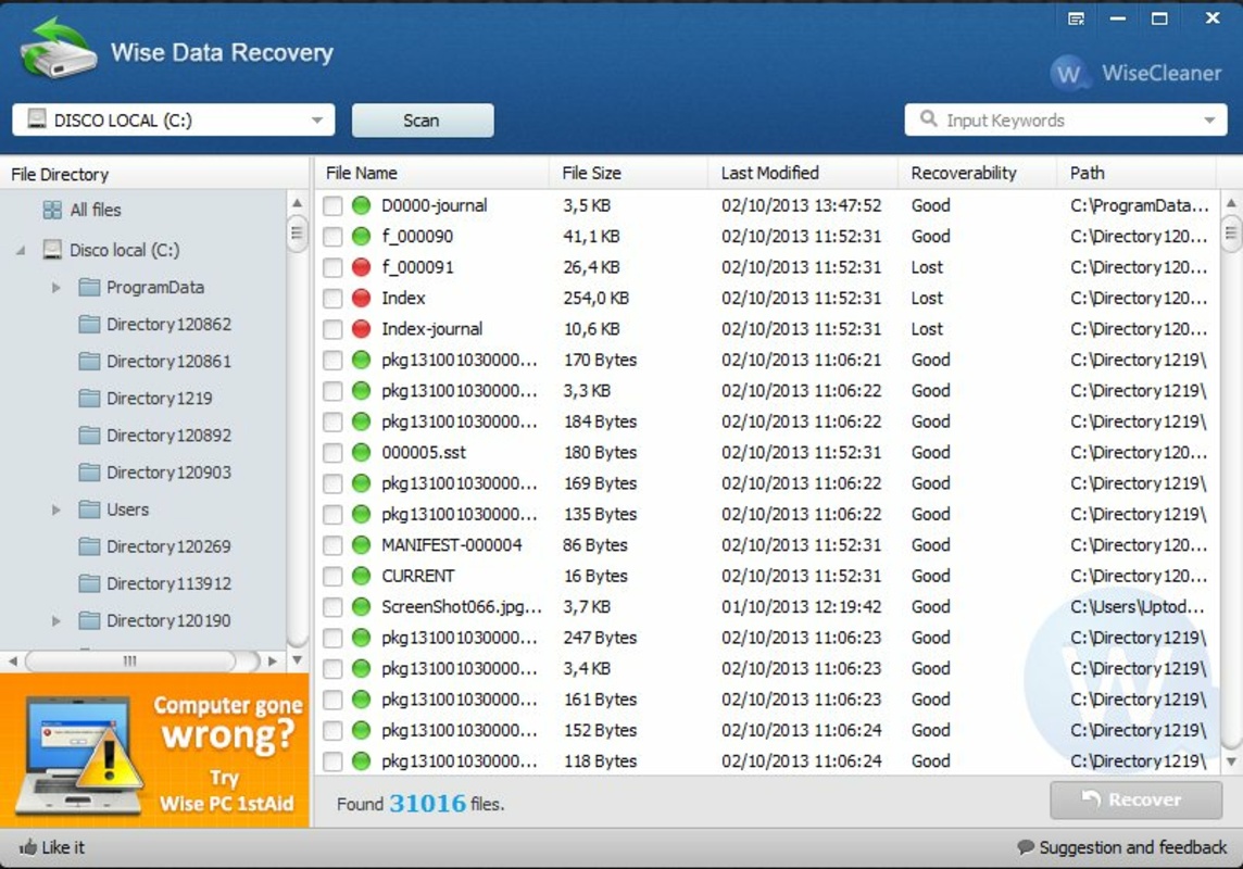 Wise Data Recovery 6.1.3.495 for Windows Screenshot 3