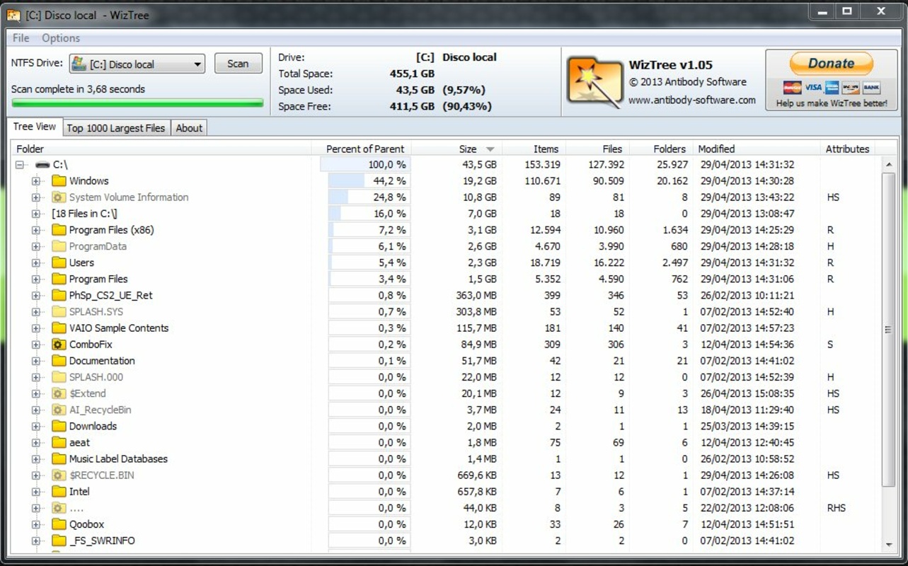 WizTree 4.13 for Windows Screenshot 4