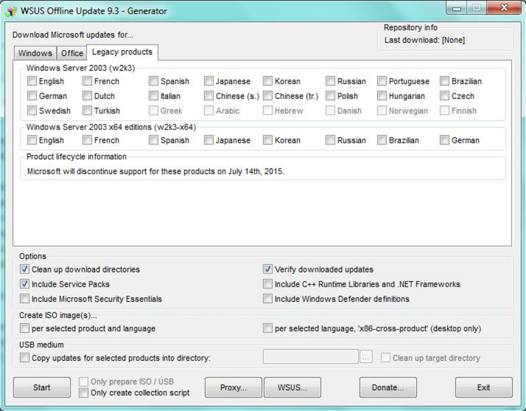 WSUS Offline Update 11.8 for Windows Screenshot 1