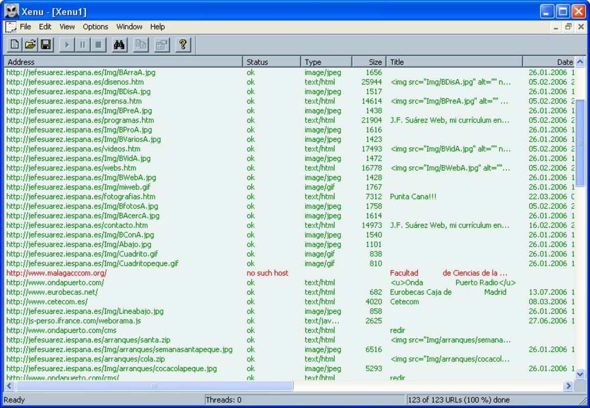 Xenu Link Sleuth 1.2j for Windows Screenshot 2