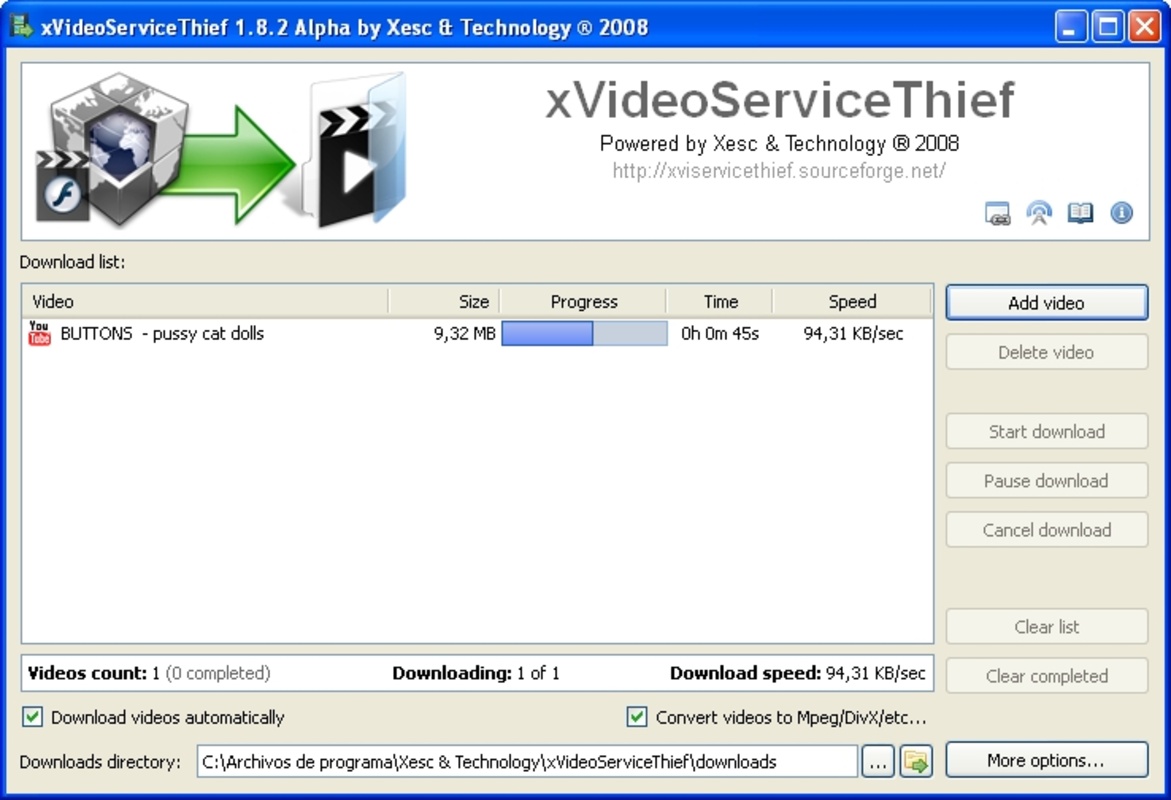 xVideoServiceThief 2.5.1 for Windows Screenshot 2