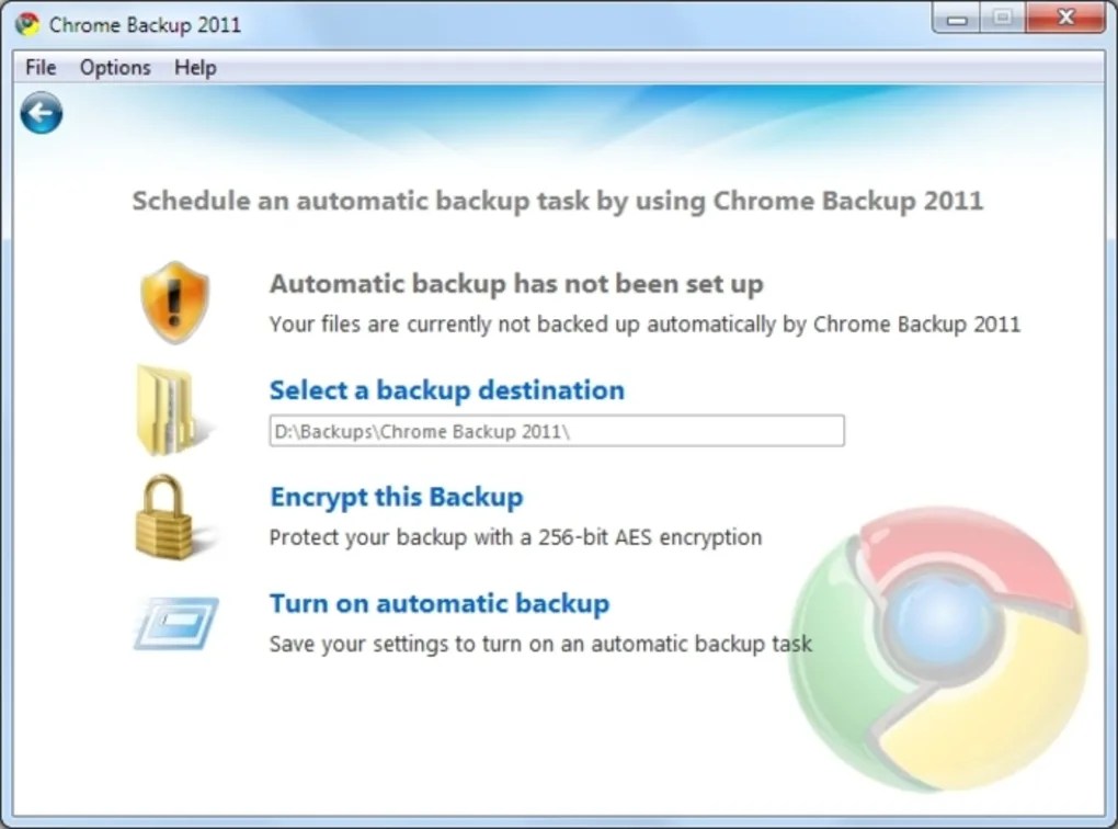 ZebNet Chrome Backup 2012 3.7 for Windows Screenshot 3