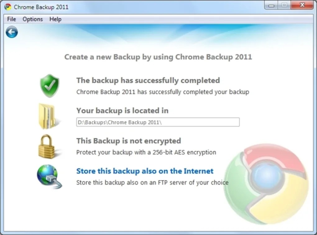 ZebNet Chrome Backup 2012 3.7 for Windows Screenshot 8